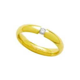 Aliança Anatômica de Ouro 18k 750 com 1 Brilhante de 11.00 Pontos Largura 4.00mm Altura 2.00mm