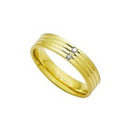 Aliança Anatômica de Ouro 18k 750 com 2 Brilhantes de 2.25 Pontos Largura 5.00mm Altura 1.50mm