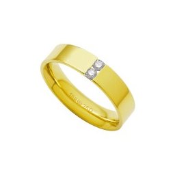 Aliança Anatômica de Ouro 18k 750 com 2 Brilhantes de 6.00 Pontos Largura 5.00mm Altura 1.80mm