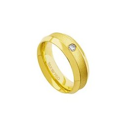 Aliança Anatômica de Ouro 18k 750 com 1 Brilhante de 11.00 Pontos Largura 7.30mm Altura 2.50mm