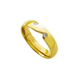 Aliança Anatômica de Ouro 18k 750 com 2 Brilhantes de 3.50 Pontos Largura 4.50mm Altura 1.70mm