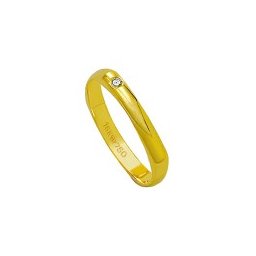 Aliança de Ouro 18k 750 com 1 Brilhante de 2.25 Pontos Largura 3.00mm Altura 0.80mm