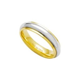 Aliança Anatômica de Ouro e Ouro Branco 18k 750 Largura 5.00mm Altura 2.50mm