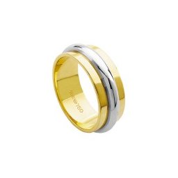 Aliança de Ouro e Ouro Branco 18k 750 Largura 7.50mm Altura 2.30mm