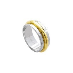 Aliança de Ouro e Ouro Branco 18k 750 Largura 7.50mm Altura 2.30mm