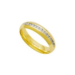 Aliança Anatômica de Ouro 18k 750 com 15 Brilhantes de 2.25 Pontos Largura 5.00mm Altura 1.80mm