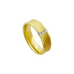 Aliança Anatômica de Ouro 18k 750 com 3 Brilhantes de 2.25 Pontos Largura 6.00mm Altura 1.80mm