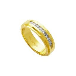 Aliança de Ouro 18k 750 com 15 Brilhantes de 2.25 Pontos Largura 6.00mm Altura 2.00mm