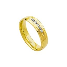 Aliança Anatômica de Ouro 18k 750 com 15 Brilhantes de 2.25 Pontos Largura 5.00mm Altura 1.70mm