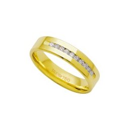 Aliança Anatômica de Ouro 18k 750 com 15 Brilhantes de 2.25 Pontos Largura 5.00mm Altura 1.50mm