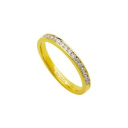 Aliança Anatômica de Ouro 18k 750 com 15 Brilhantes de 2.25 Pontos Largura 2.50mm Altura 1.70mm