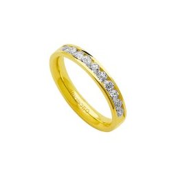 Aliança Anatômica de Ouro 18k 750 com 15 Brilhantes de 2.25 Pontos Largura 3.60mm Altura 2.00mm