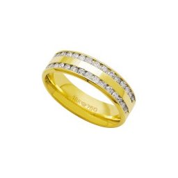 Aliança Anatômica de Ouro 18k 750 com 30 Brilhantes de 2.25 Pontos Largura 5.00mm Altura 1.50mm