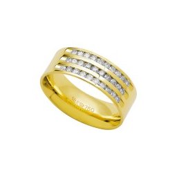 Aliança Anatômica de Ouro 18k 750 com 30 Brilhantes de 2.25 Pontos Largura 7.50mm Altura 1.80mm