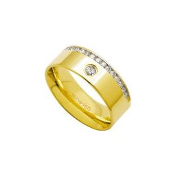 Aliança Anatômica de Ouro 18k 750 com 15 Brilhantes de 2.25 Pontos Largura 7.50mm Altura 1.80mm
