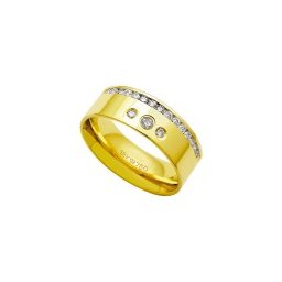 Aliança Anatômica de Ouro 18k 750 com 17 Brilhantes de 2.25 Pontos Largura 7.50mm Altura 1.80mm