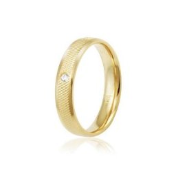 Aliança folheada a ouro 4 mm recartilhada com pedra de zircônia de 2 mm