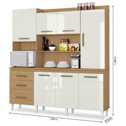 ARMARIO DE COZINHA COMPLETO MIRELY C/ 7 PORTAS- BRANCO
