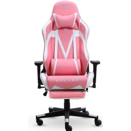 CADEIRA GAMER ATE 120KG RECLINAVEL C/ ALMOFADAS E APOIO P/ PES - ROSA