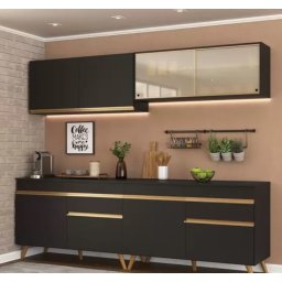 COZINHA COMPACTA VENZ 4 PC C/ ARMARIO E BALCÃO - PRETA