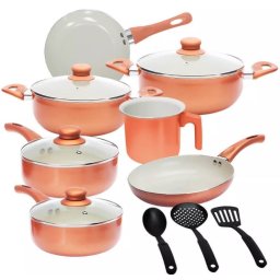 JOGO DE PANELAS MILLAN C/ REVESTIMENTO CERAMICA - COR BRONZE