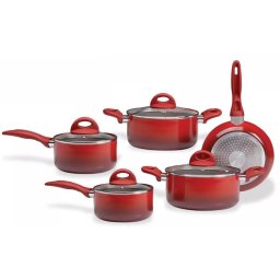 JOGO DE PANELAS INDUÇÃO BRINOX ANTIADERENTE 5 PC - VERMELHO