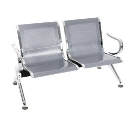 CADEIRA LONGARINA AIRPORT OFFICE 2 LUGARES C/ BASE FIXA - CINZA