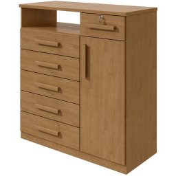 COMODA RESISTENTE C/ 6 GAVETAS 1 PORTA PUXADOR MADEIRA