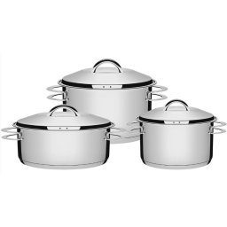 JOGO DE PANELAS 3 PEÇAS TRAMONTINA FUNDO TRIPLO - INOX