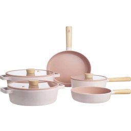 Jogo De Panelas 5 Pc Neo Flam Revestimento Ceramico Lux Rose