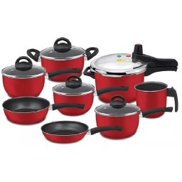 JOGO DE PANELAS TEFLON 11 PC C/ PANELA DE PRESSAO