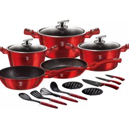 JOGO DE PANELAS HAUS 17 PC SISTEMA TURBO-INDUÇÃO - VERMELHO