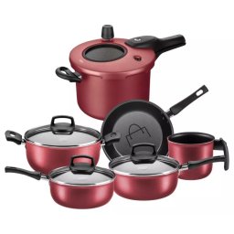 JOGO DE PANELAS ANTIADERENTE 6 PC C/ PANELA DE PRESSAO FECHAMENTO EXTERNO