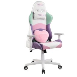 CADEIRA GAMER TECHSPORT RECLINAVEL GIRATORIA C/ APOIO BRAÇOS - LILAS VERDE E BRANCA