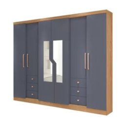 GUARDA ROUPAS 6 PORTAS 6 GAVETAS C/ ESPELHO LUX GLAMOUR