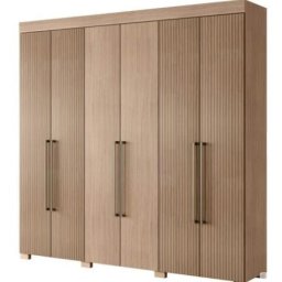 GUARDA ROUPAS CASAL 6 PORTAS 2 GAVETAS C/ 2 CABIDEIROS