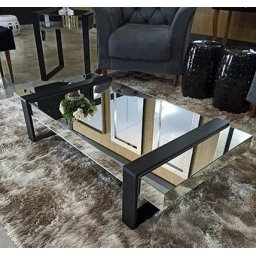 MESA DE CENTRO GLASS P/ SALA EM MDF 80CM C/ ESPELHO