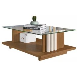 Mesa De Centro Madluxx para Sala Em Mdp 90cm Retangular com Vidro