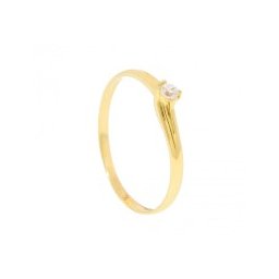 Anel Solitário com Ouro Amarelo 18k 0750 com Pedra de Zircônia