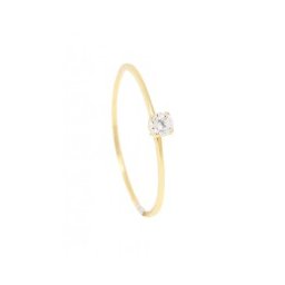 Anel Solitário com Ouro Amarelo 18k 0750 com Pedra de Zircônia