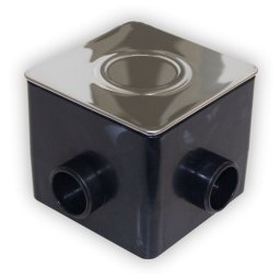 Caixa de Passagem com Prolongador e Tampa em Inox para Iluminação de Piscina 10 x 10cm - Brustec