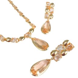 Conjunto Luxo de Colar e Brincos de Cristais Coloridos | HERA