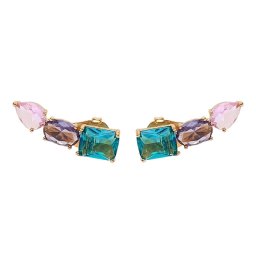 Brinco Ear Cuff de Cristais Coloridos | NEBULA