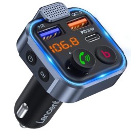 CARREGADOR VEICULAR LENCE C/ ADAPTADOR DDE FM BLUETOOTH USB-C