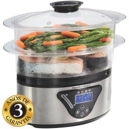 Panela A Vapor Hamilton Beach 800w 5.2l Visor Temporizador Digital Inox