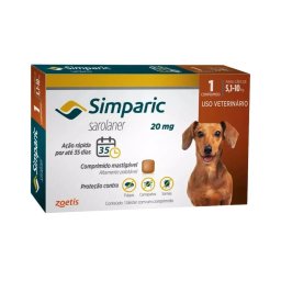Antipulgas e Carrapatos Simparic 20Mg para CÃ£es de 5,1 a 10kg caixa com 1 comprimido