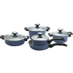 KIT DE PANELAS ALUMINIO 5 PC NEOFLAM C/ REVESTIMENTO EM CERAMICA - LUX BLUXX AZUL