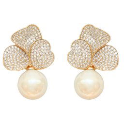 Brinco de Flor Microcravejada com Pérola Shell | FLEUR