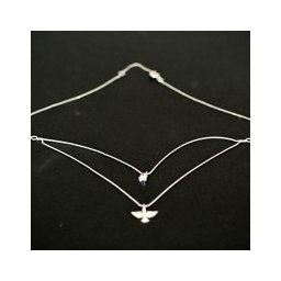 Gargantilha de Prata 925 com Pingente Pedra de Zirconia e Espírito Santo 50 cm