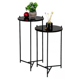 MESA LATERAL REDONDA C/ BASE DE FERRO APOIO DE SOFA - 2 UND